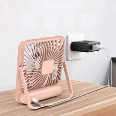 USB Rechargeable Desk Fan with 5 Speeds and Power Display
